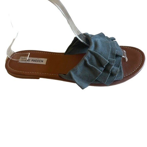 Steve Madden Women's Getdown Slide Suede Sandals Blue Size 9 - Picture 1 of 11